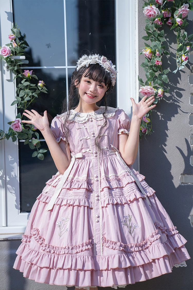ZhiJinYuan~Iris Poem~Country Lolita OP Dress Iris Embroidery Dress