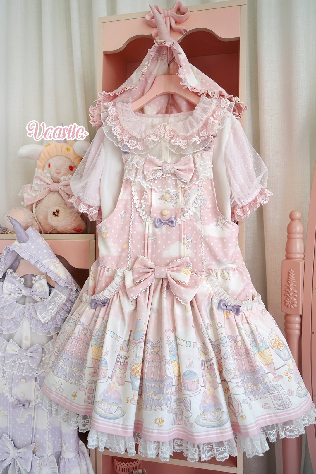 Vcastle~Unicorn Sugar Party~Kawaii Lolita Salopette Suit with Unicorn Hood