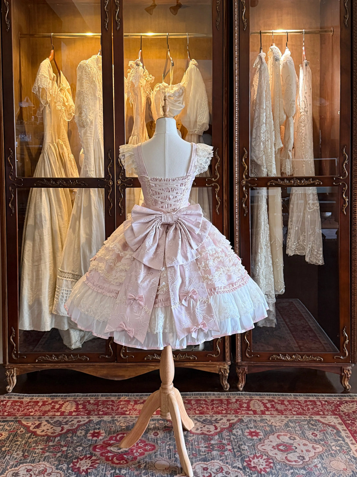 Jenny Love Song - Sweet Lolita Jacquard JSK Dress Set, Detachable Bows 46118:875627