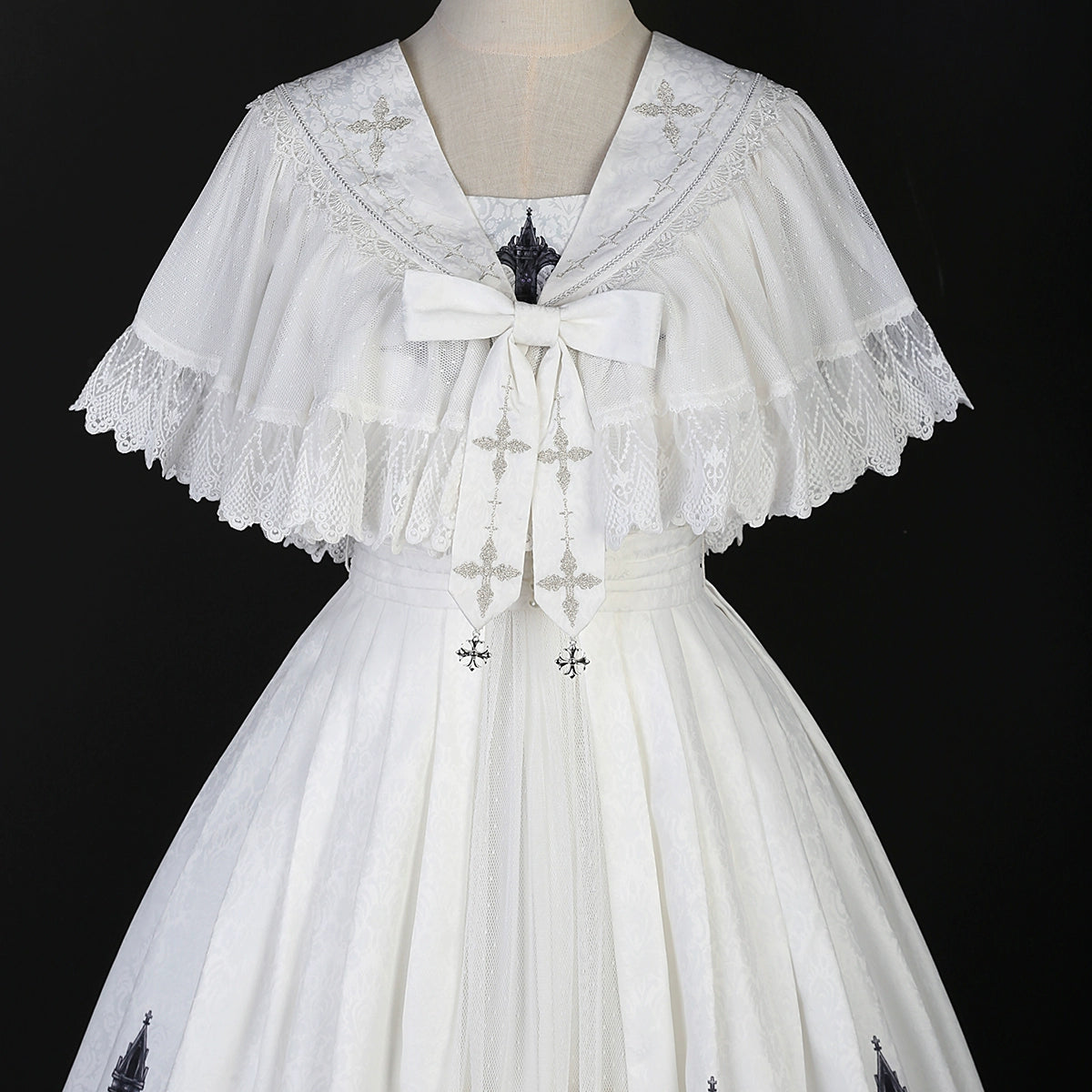Cornfield Lolita~Silent Church~Gothic Lolita JSK Dress Printed Dress Thin Shawl Set 38706:597152