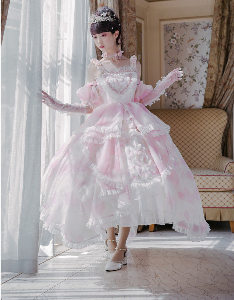 Cat Fairy~The Little Swan of Ballet~Elegant Lolita Flower Bride JSK   