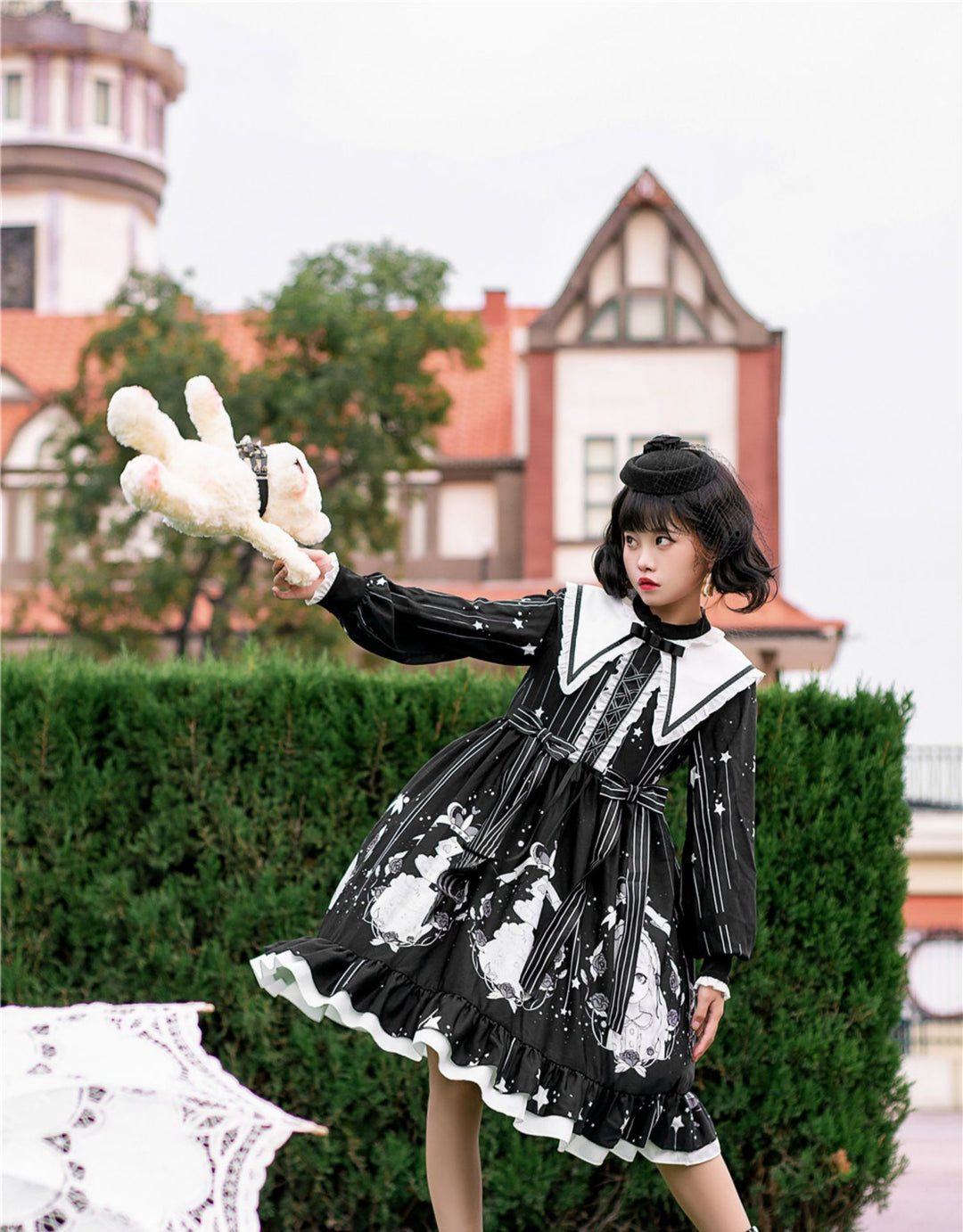 Niu Niu~Plus Size Lolita OP Dress Black Long Sleeve   