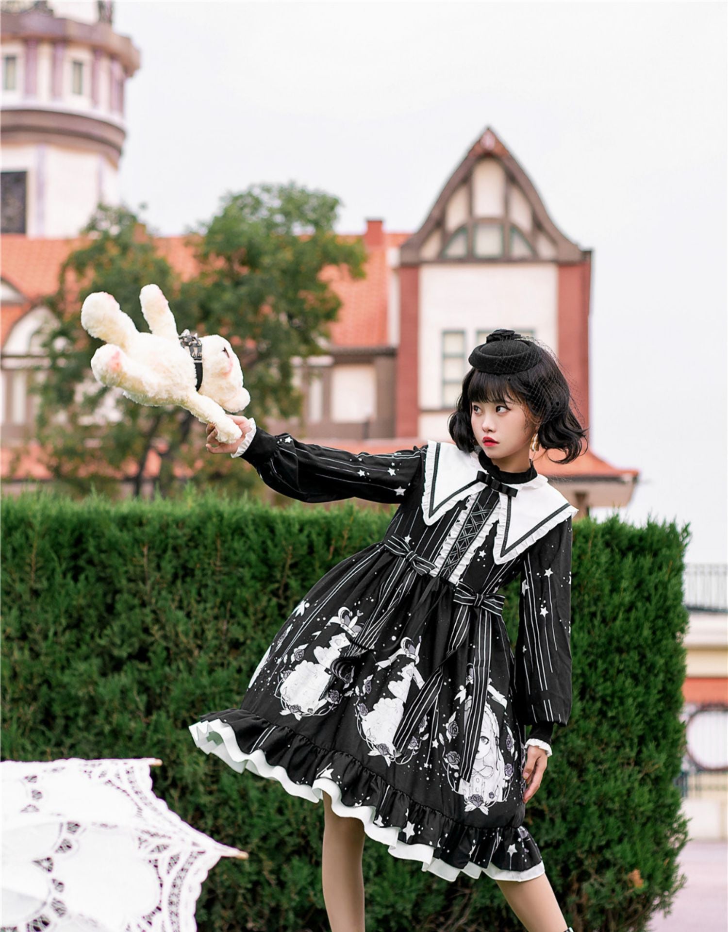 Niu Niu~Plus Size Lolita OP Dress Black Long Sleeve 13904:187138