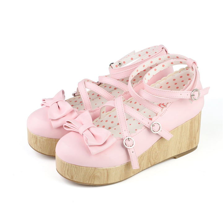 MODO~Old School Tata~Kawaii Lolita Hight Platform Shoes with Round Toe Pink 35