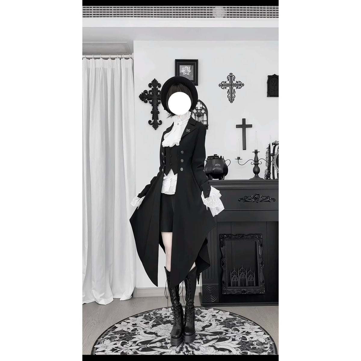Eternal Night Butler - Gothic Lolita Coat & Blouse Set, Tailcoat Hem 46103:875254