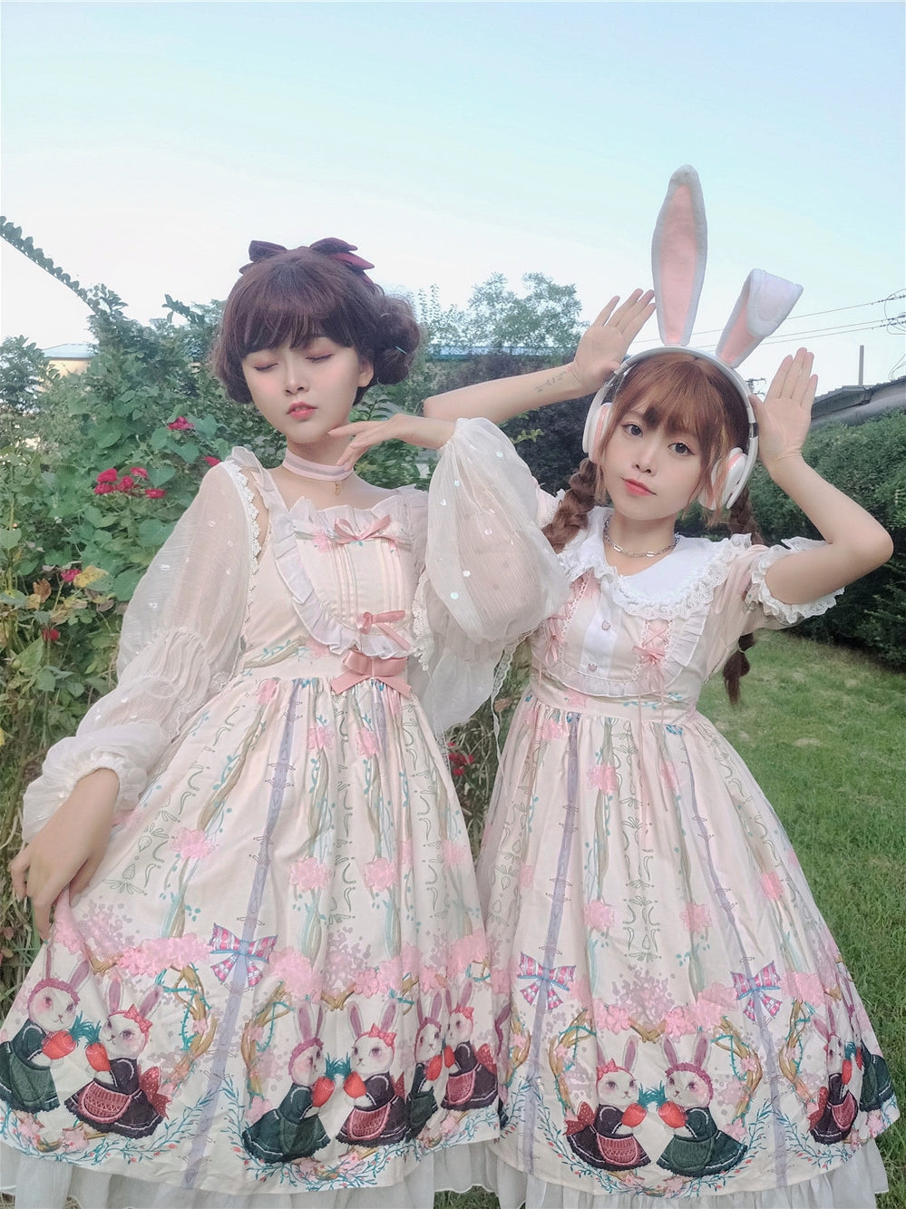 Niu Niu - Picnic Bunny Girl - Plus Size Lolita JSK Short Sleeve OP Dress 2XL Ivory color OP