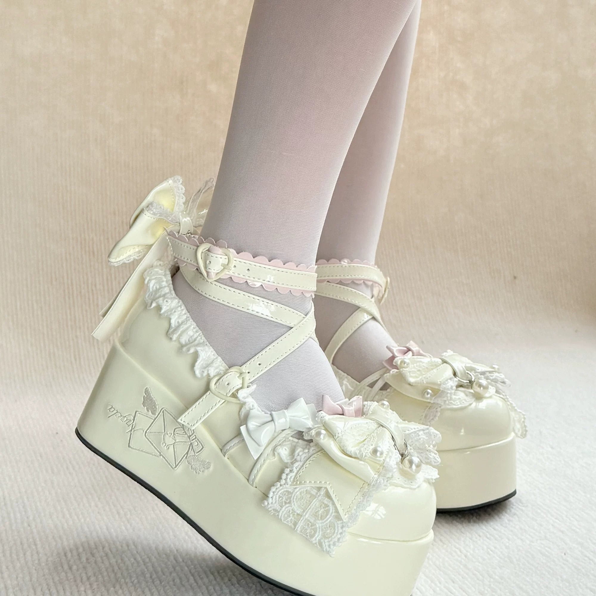 Sweet Dream Letter - Sweet Lolita High Platform Shoes, Embroidery & Bows