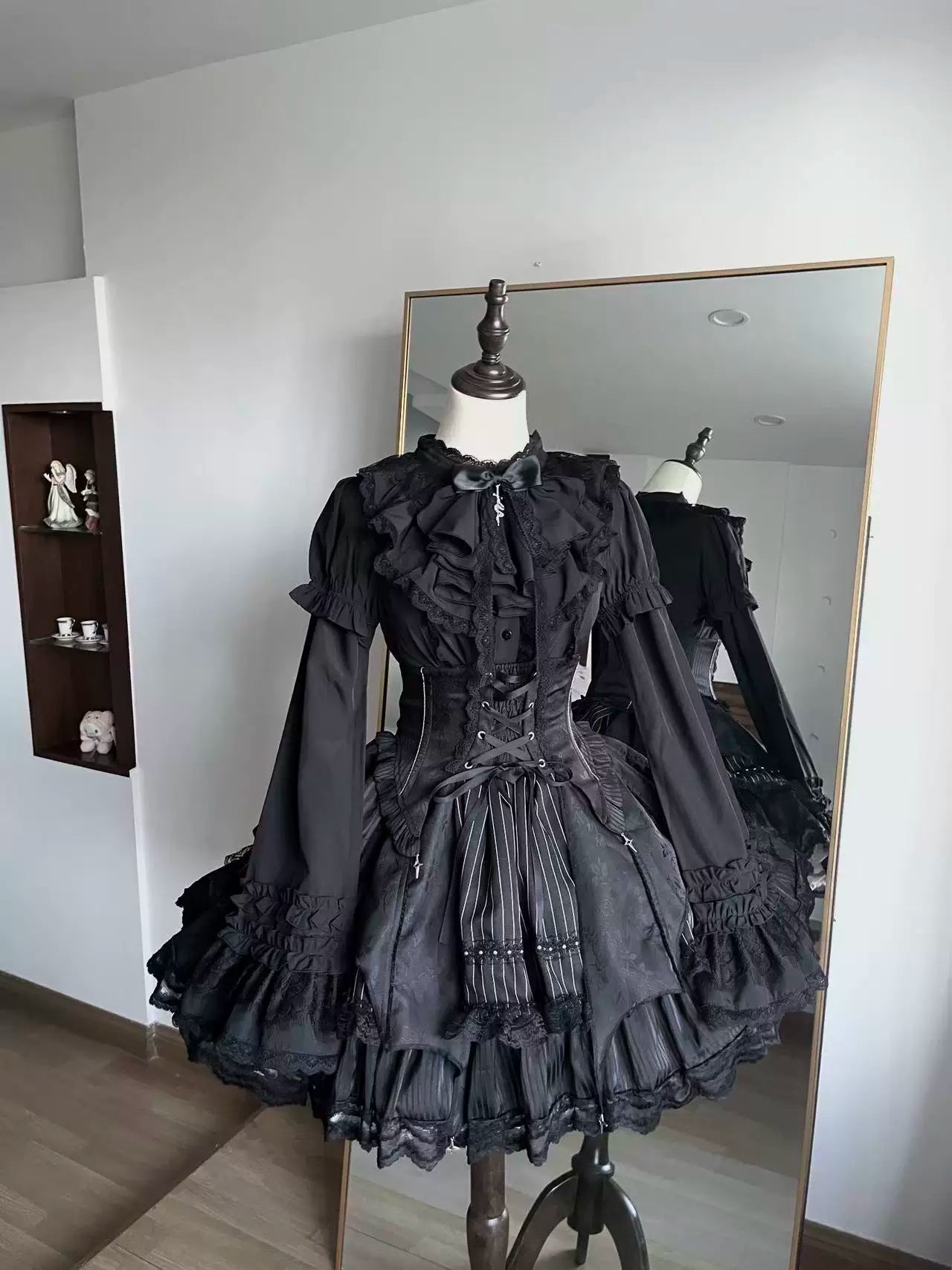 Twilight Song - Trace Bone - Black Gothic Lolita SK & Waist Cincher (L M S XL XS) 43719:825920