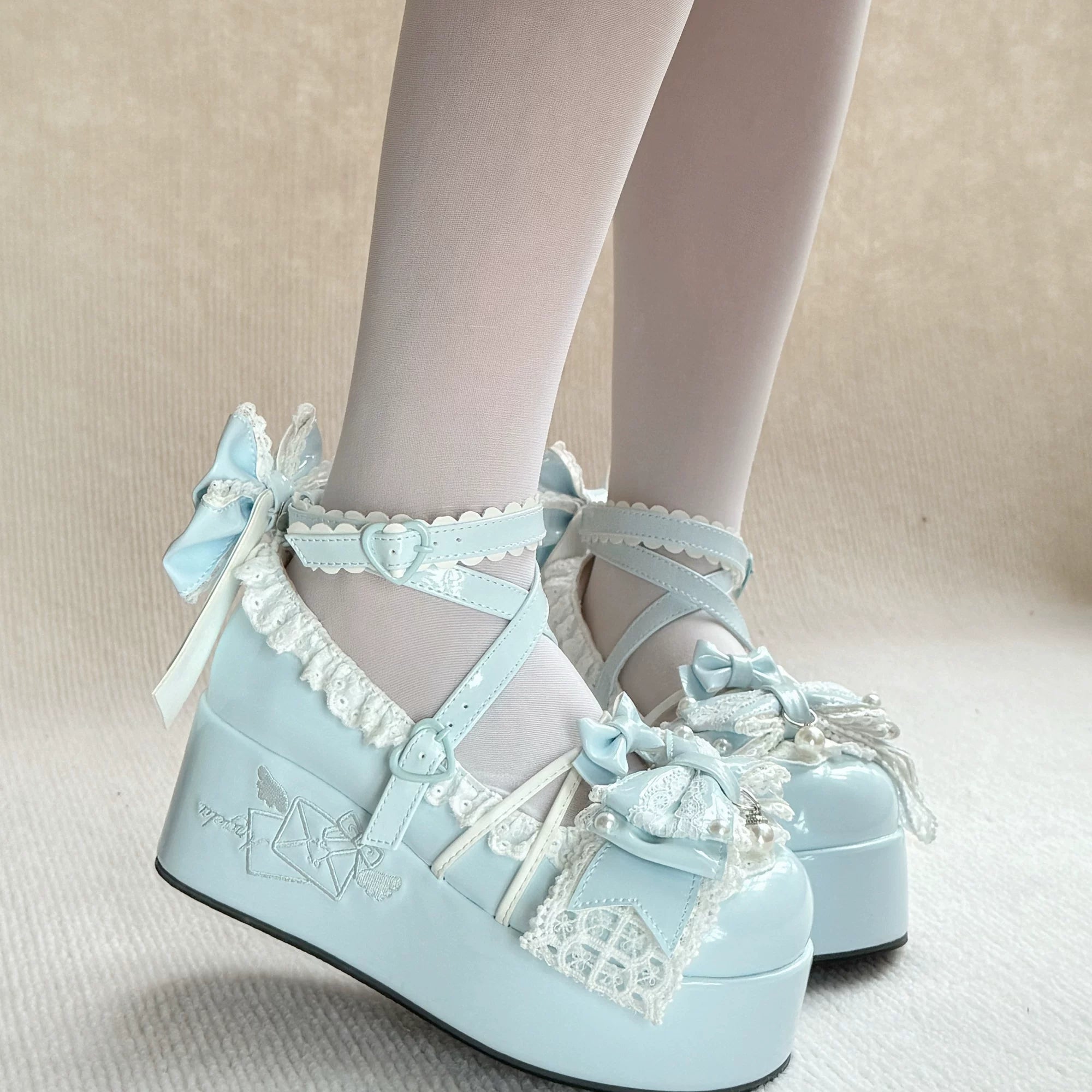 Sweet Dream Letter - Sweet Lolita High Platform Shoes, Embroidery & Bows