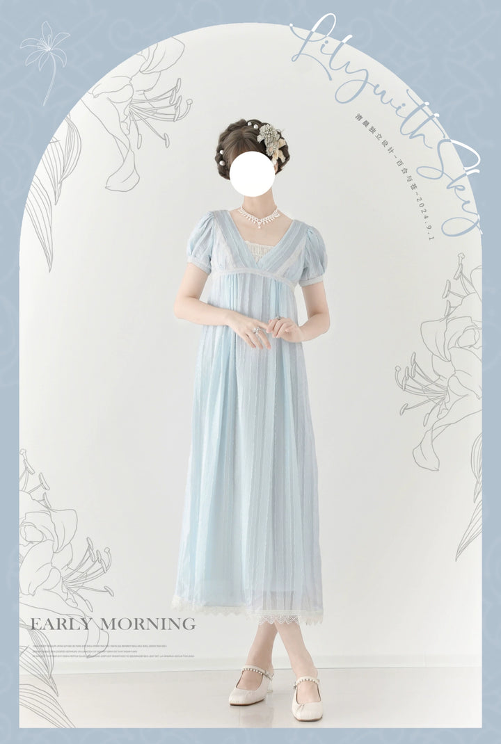 Early Morning~Lily and Serene~Classic Lolita Long Dress Empire Waist Dress   