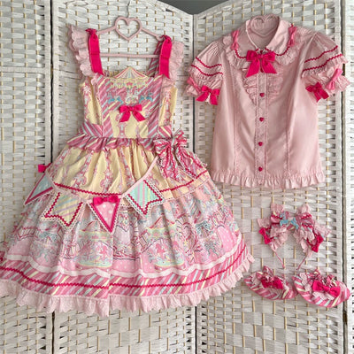 (Buyforme)Letters from Unknown Star~Candy Park Salopette Sweet Lolita Jumper Dress Set S yellow JSK only 