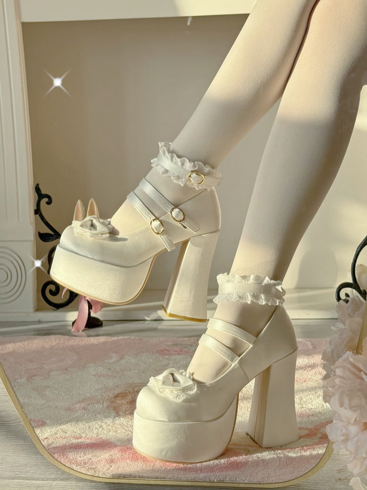 Pure Tea For Dream~Otome Fairy Tale~Sweet Lolita Shoes High Platform Satin Heels 42091:726157