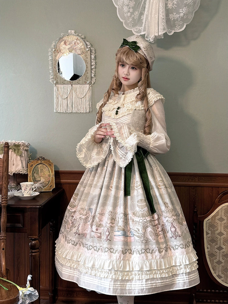 Alice Girl~Iris Study Room~Elegant Lolita Shirt Long Sleeve White Lolita Blouse   