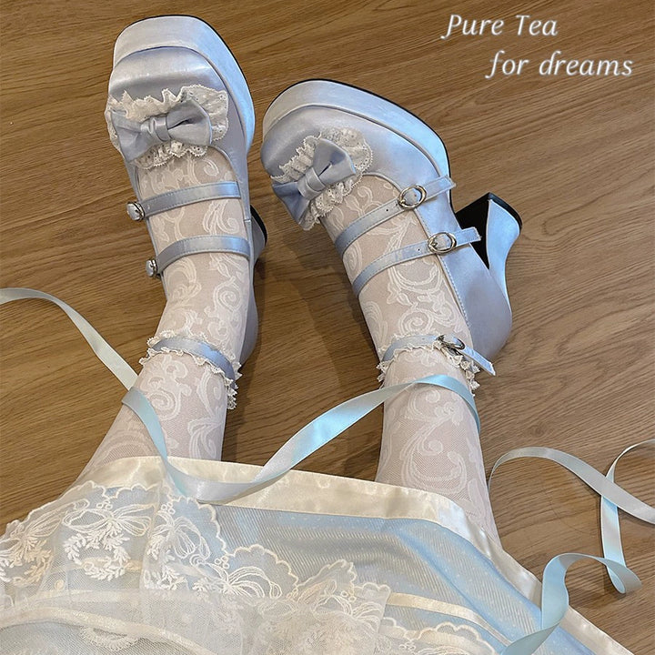 Pure Tea For Dream~Maiden Fairy Tale~Sweet Lolita Lace Shoes Thick Heel Platform Shoes