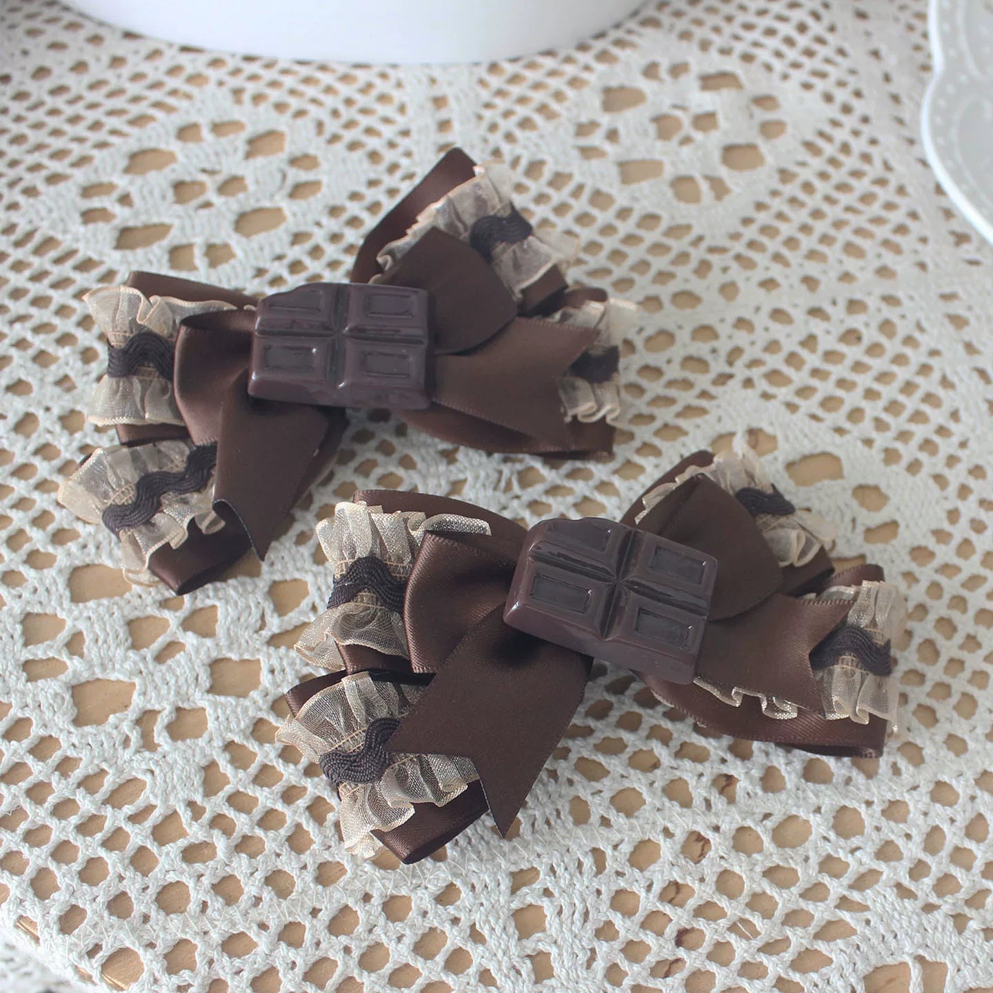 Chocolate Brown Kawaii Lolita Headdress & Choker Set 45845:864832