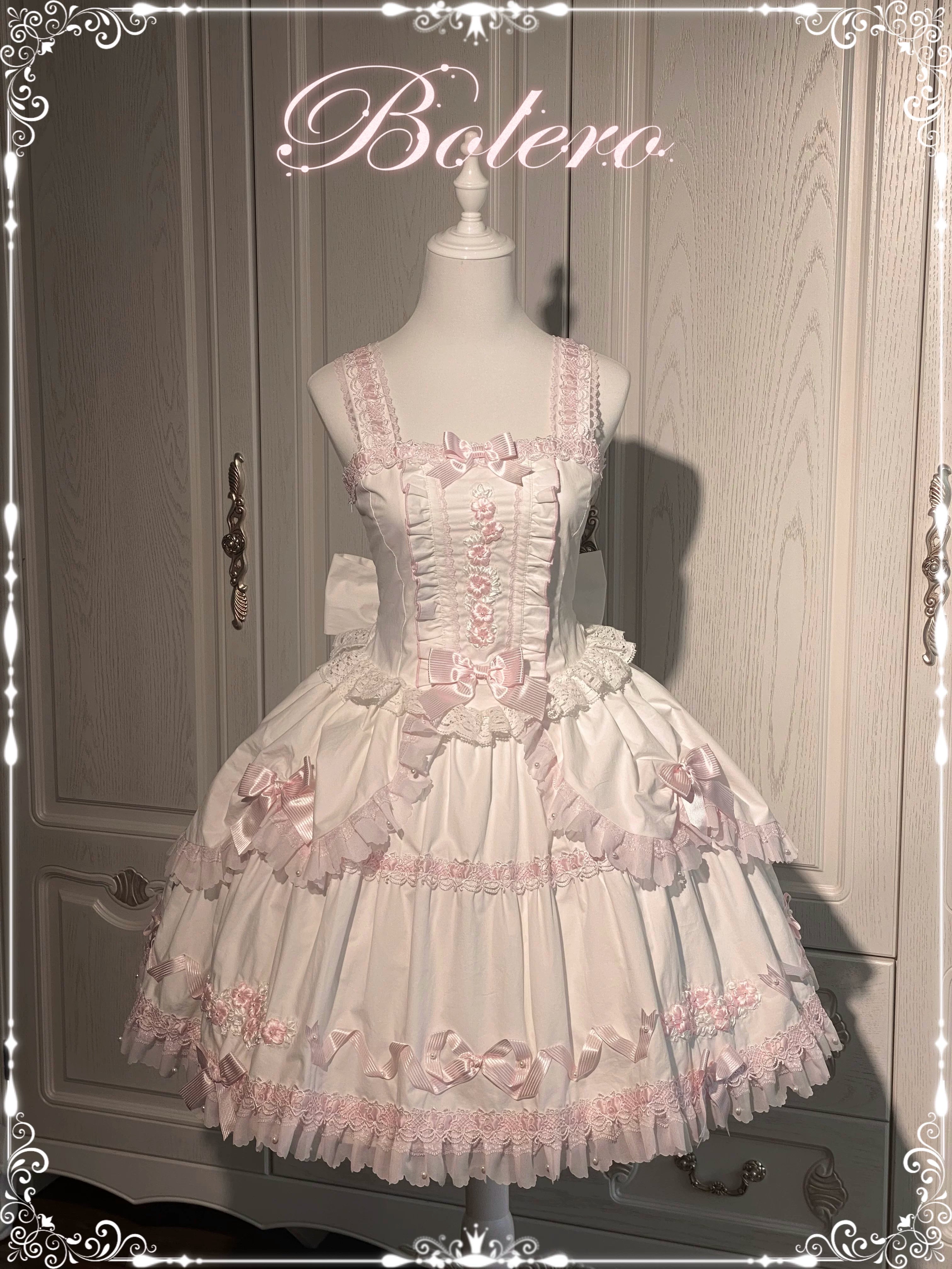 Charlotte Bouquet - Old School Lolita JSK Set, Embroidery & Bows 45093:835318