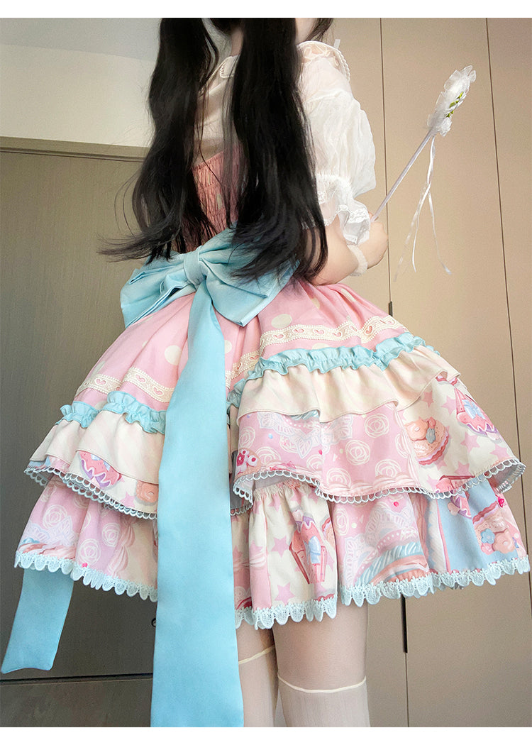 Mewroco~Cream Sugar~Sweet Lolita Flounce Hemline JSK   