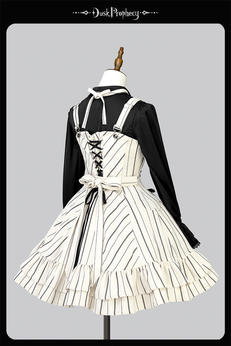 DuskProphecy - Heron - Classic Lolita Striped JSK Dress, Halter Neckline 44313:802953