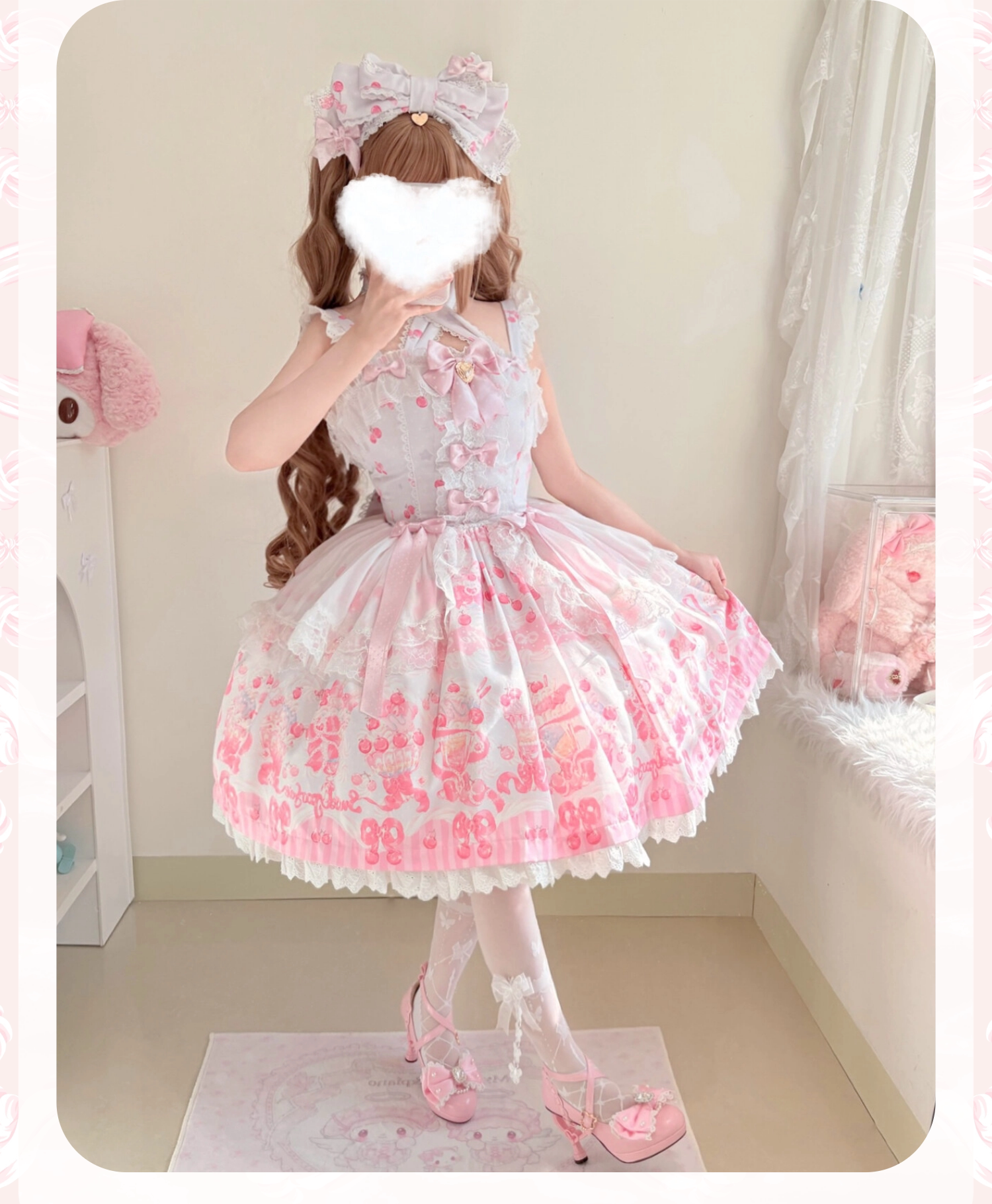 Cherry Parfait - Printed Sweet Lolita Dress, Macaron Colors