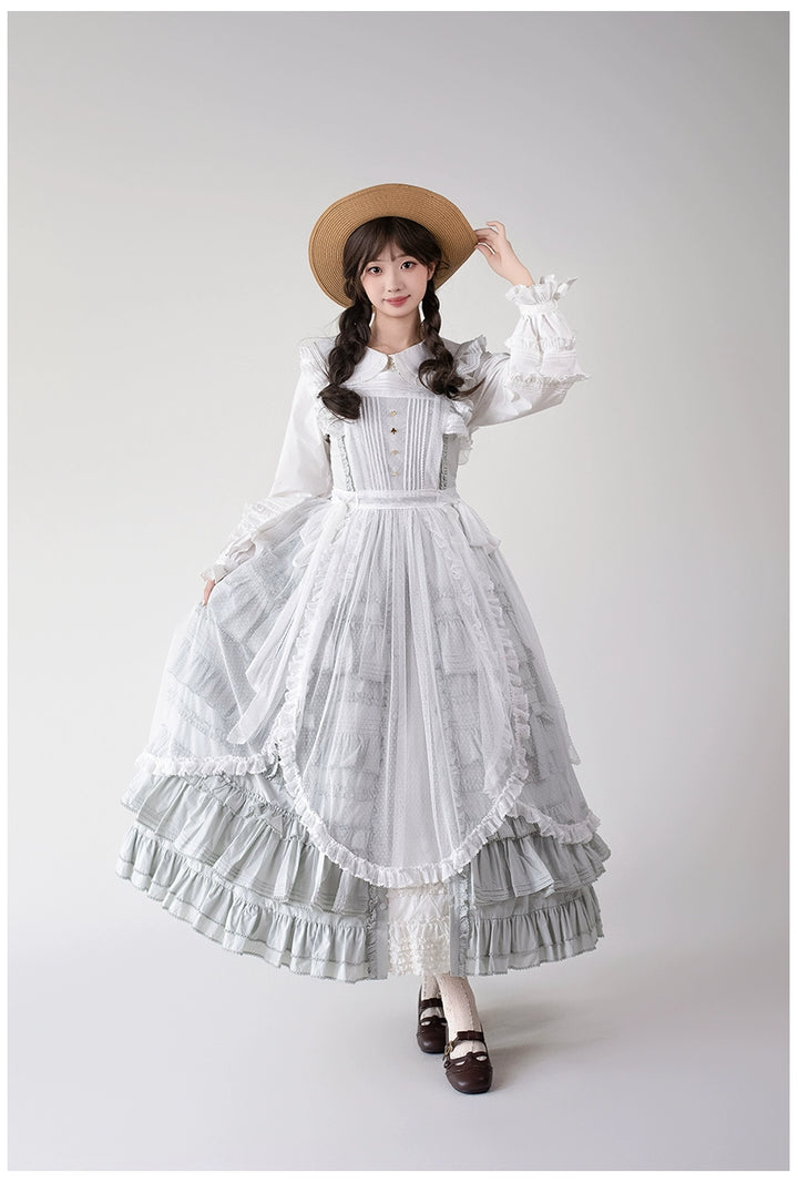 Mumu~Little Lilac~Country Lolita Cotton Jumper Dress Open-Front Lolita Dress 40612:668948