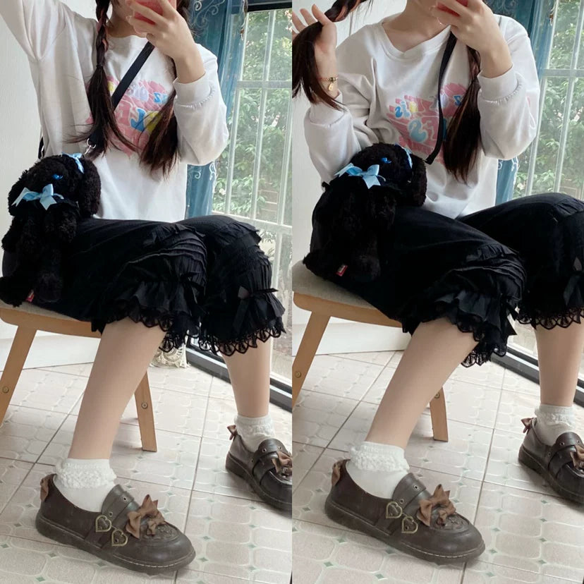 Sweet Lolita Jacquard Cotton Bloomers, Accordion Pleats