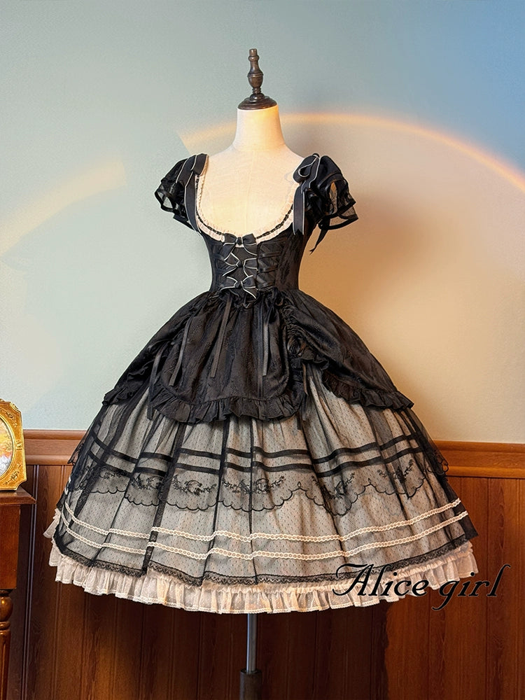 Alice girl~Yesterday Morning Mist~Classic Lolita JSK Elegant Low-cut Lolita Dress (L M S XL XS) 41778:713332