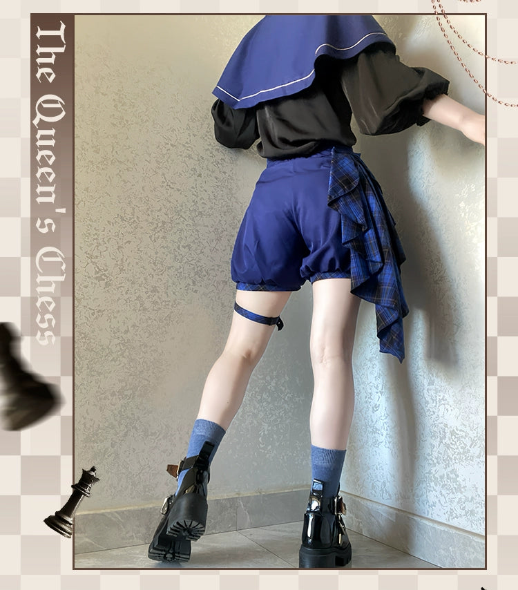 (BFM)Forest Fluorescent Carps~Queen's Chess~Ouji Lolita Prince Outfit Lolita Cape Shirt Shorts Set   