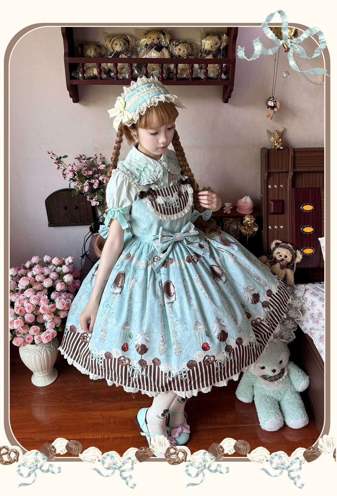 Sweet Dream Sheep~Sweet Dessert~Green Lolita Jumper Dress Lolita Headwear   