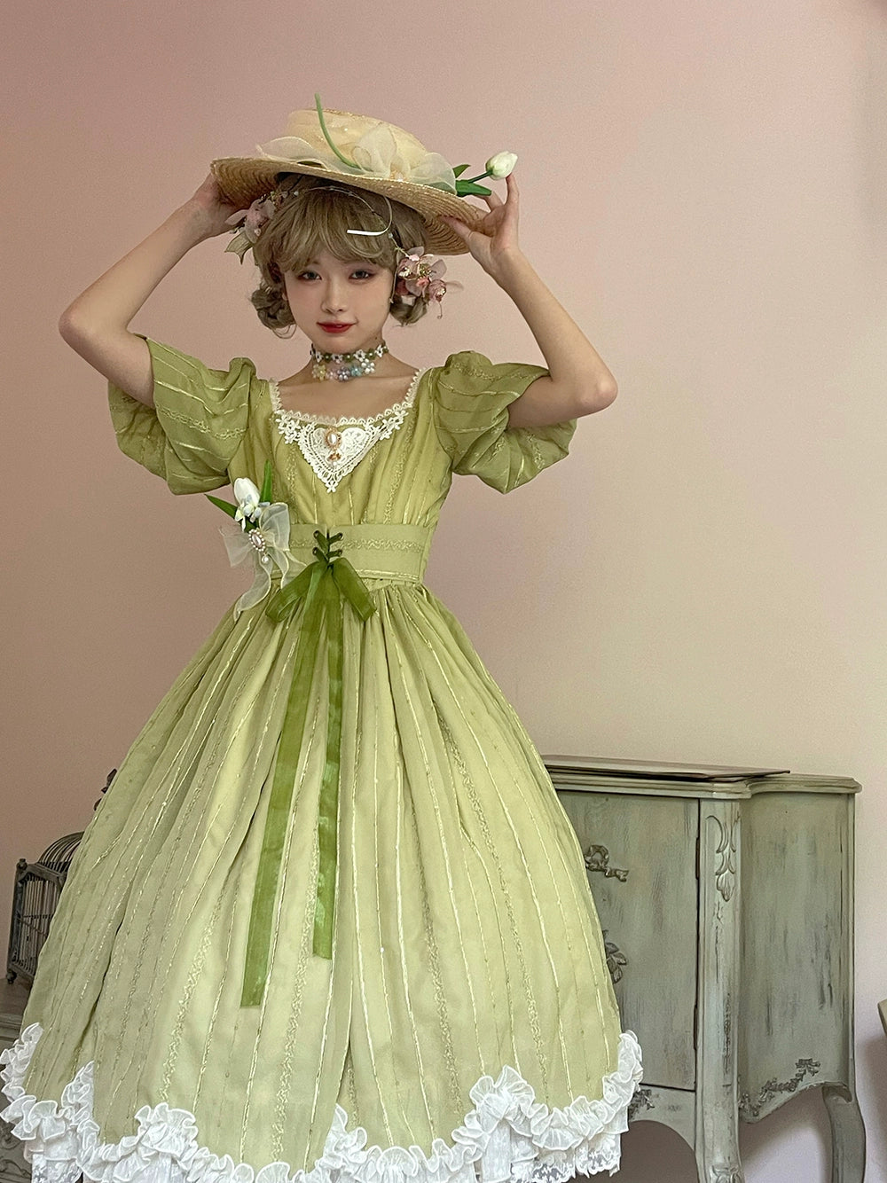 Miss Point~Tulip~Classic Lolita OP Dress Short Sleeve Dress Multicolors 19622:405362