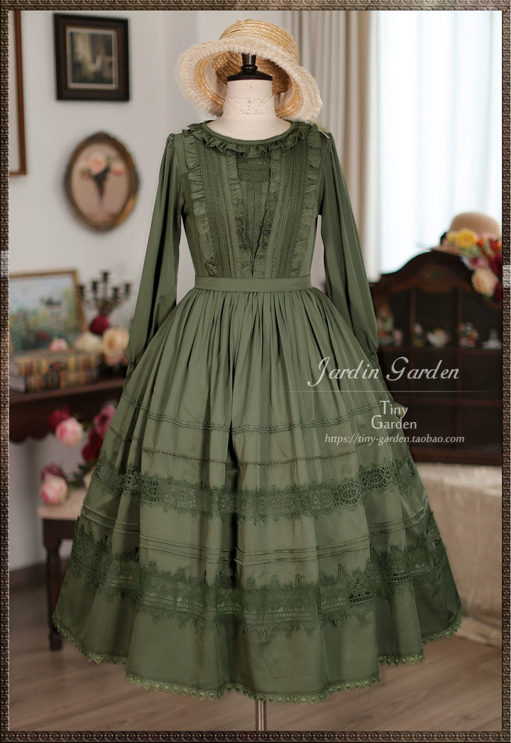 Tiny Garden~Spring Whispers~Elegant Lolita OP Dress French Style Long/Short Sleeve   