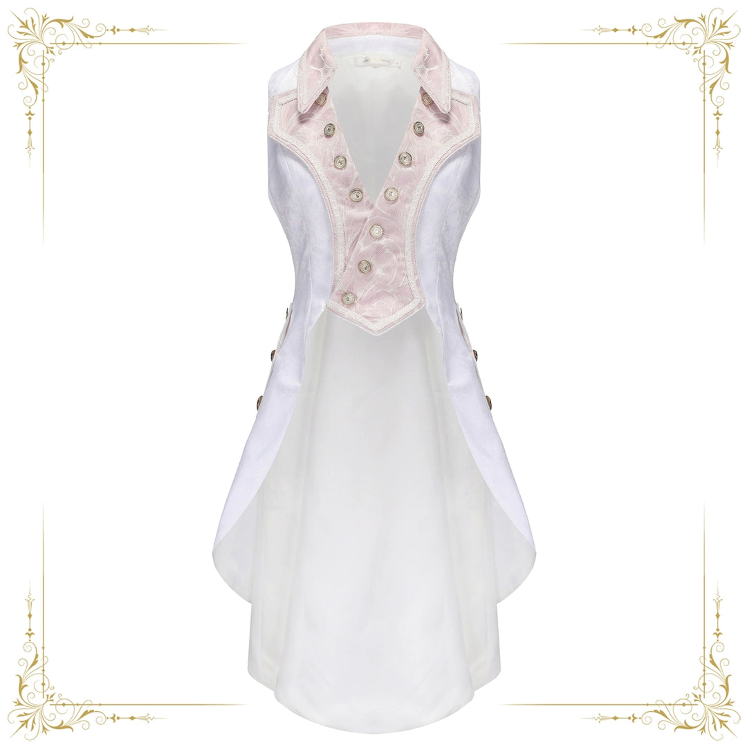 Immortal Thorn~Night of Swordsmanship~Ouji Lolita Long Coat Male Lolita Sleeveless Coat S Pink white 