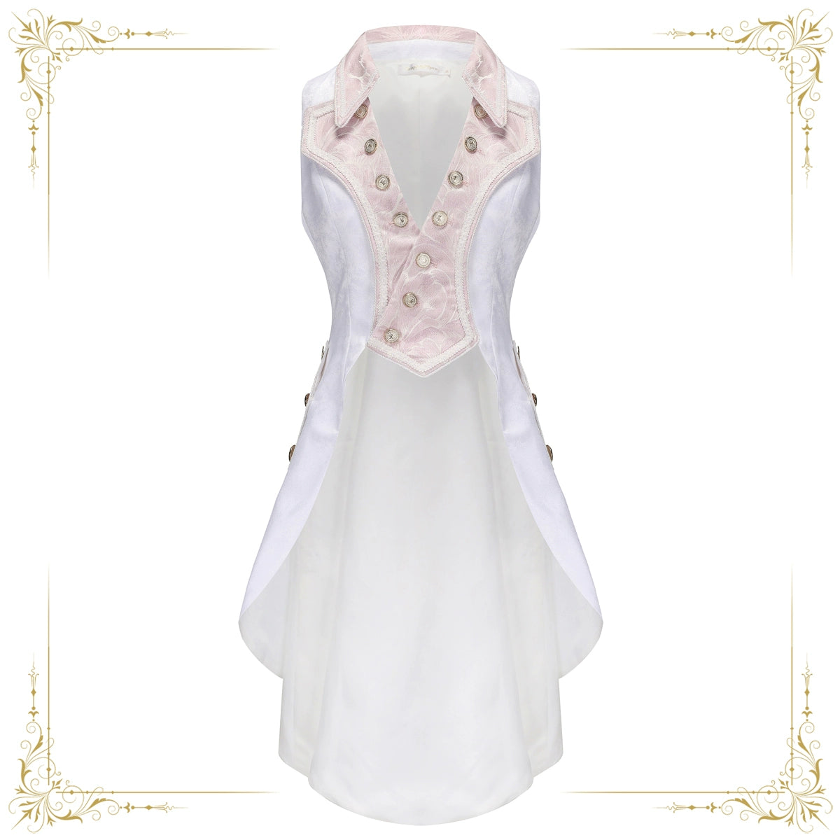 Immortal Thorn - Night of Swordsmanship - Ouji Lolita Long Coat Male Lolita Sleeveless Coat S Pink white