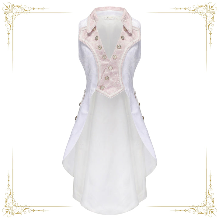 Immortal Thorn~Night of Swordsmanship~Ouji Lolita Long Coat Male Lolita Sleeveless Coat S Pink white 