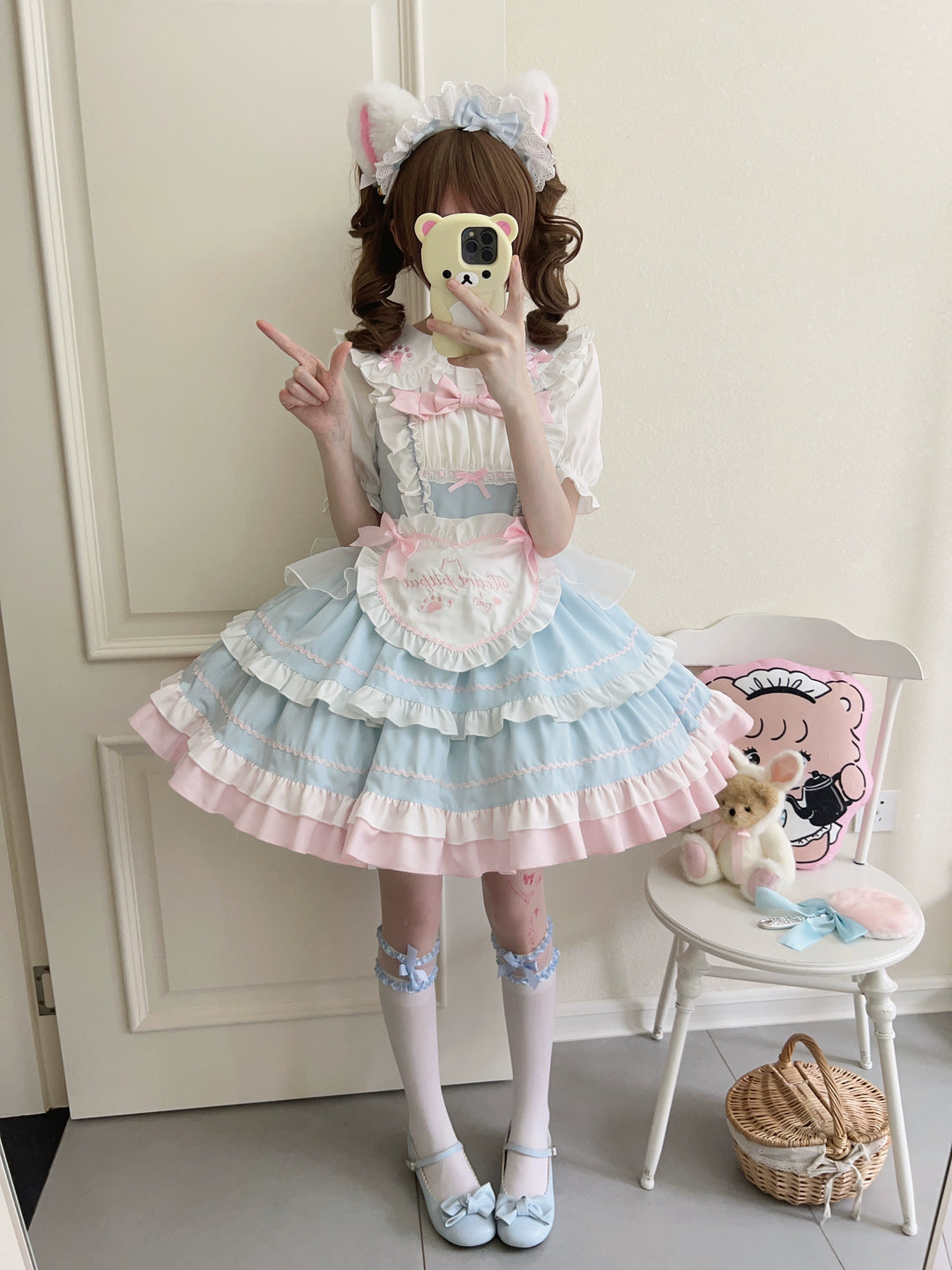 Sugar Girl~Cat Ear Tale~Sweet Lolita Jumper Dress Suspender Dress