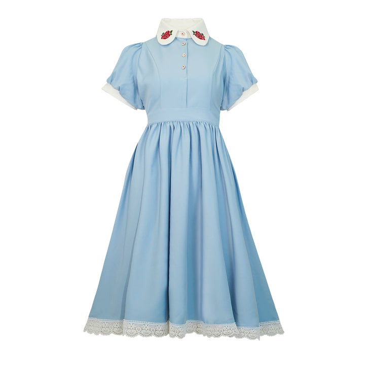 Witch Craft~Posey Nina~Maid Lolita OP Dress Elegant Embroidered Apron Lolita Outfit S Light blue OP 