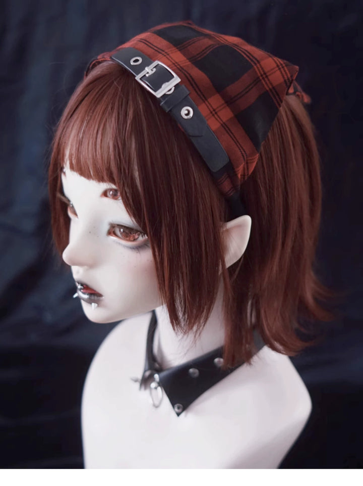 (Buy for me)Strange Sugar~Gothic Lolita Black-red Plaid Hairband   