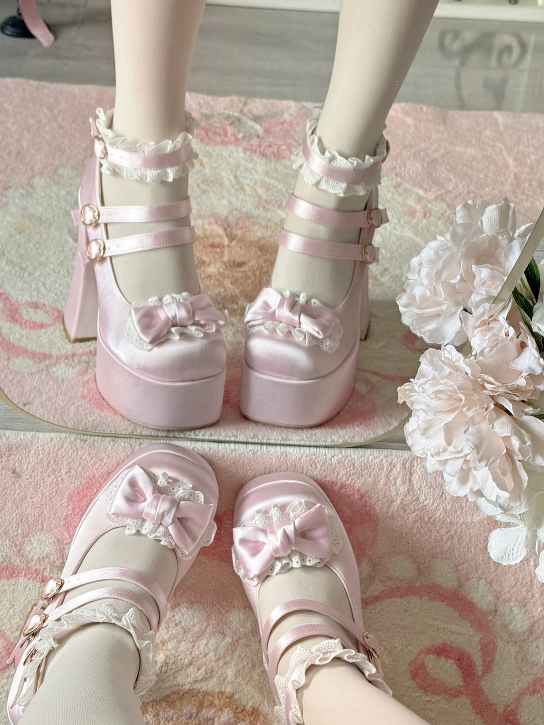 Pure Tea For Dream~Otome Fairy Tale~Sweet Lolita Shoes High Platform Satin Heels 42091:726172