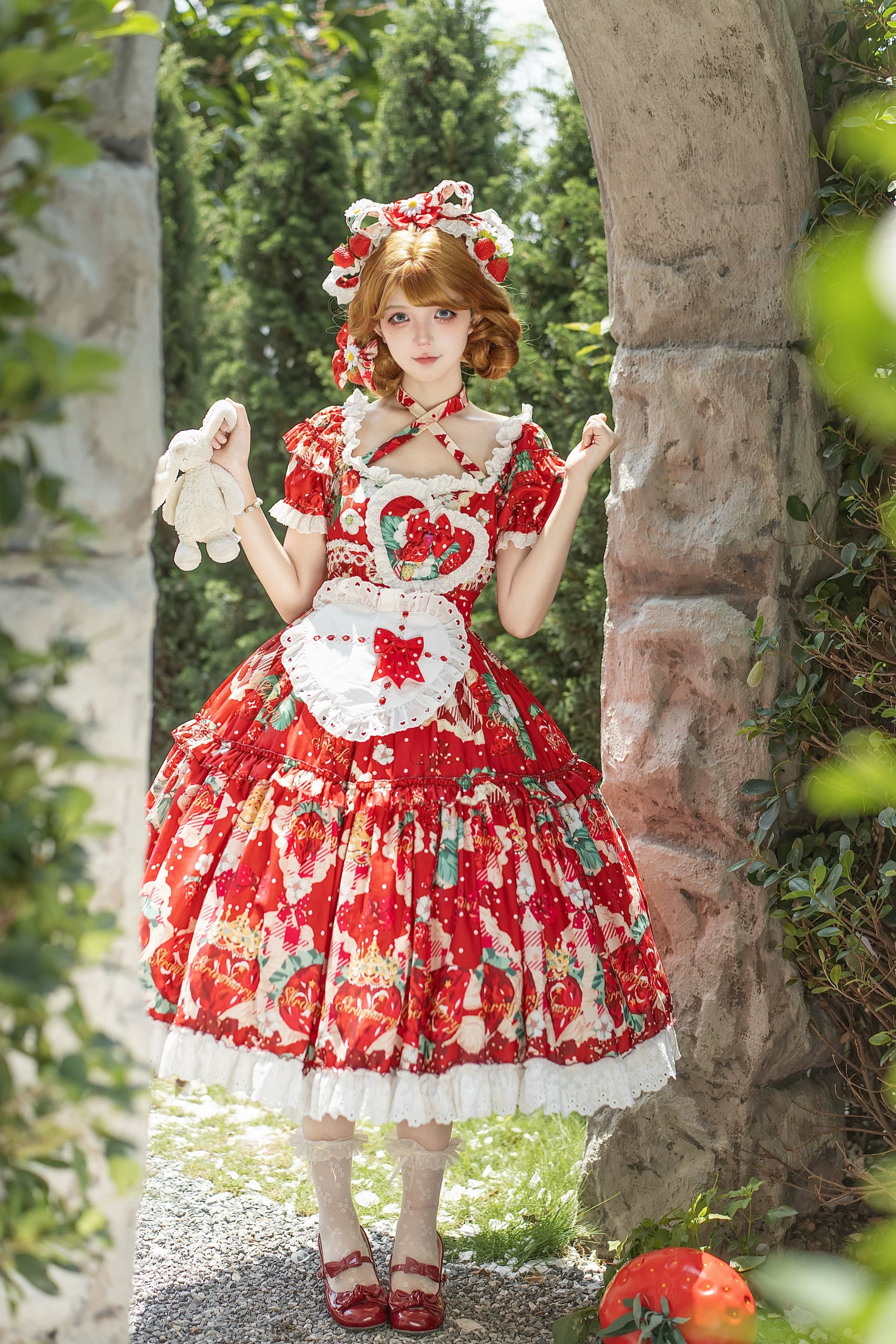 Crown Strawberry - Old School Lolita Crown Strawberry Printed OP Dress