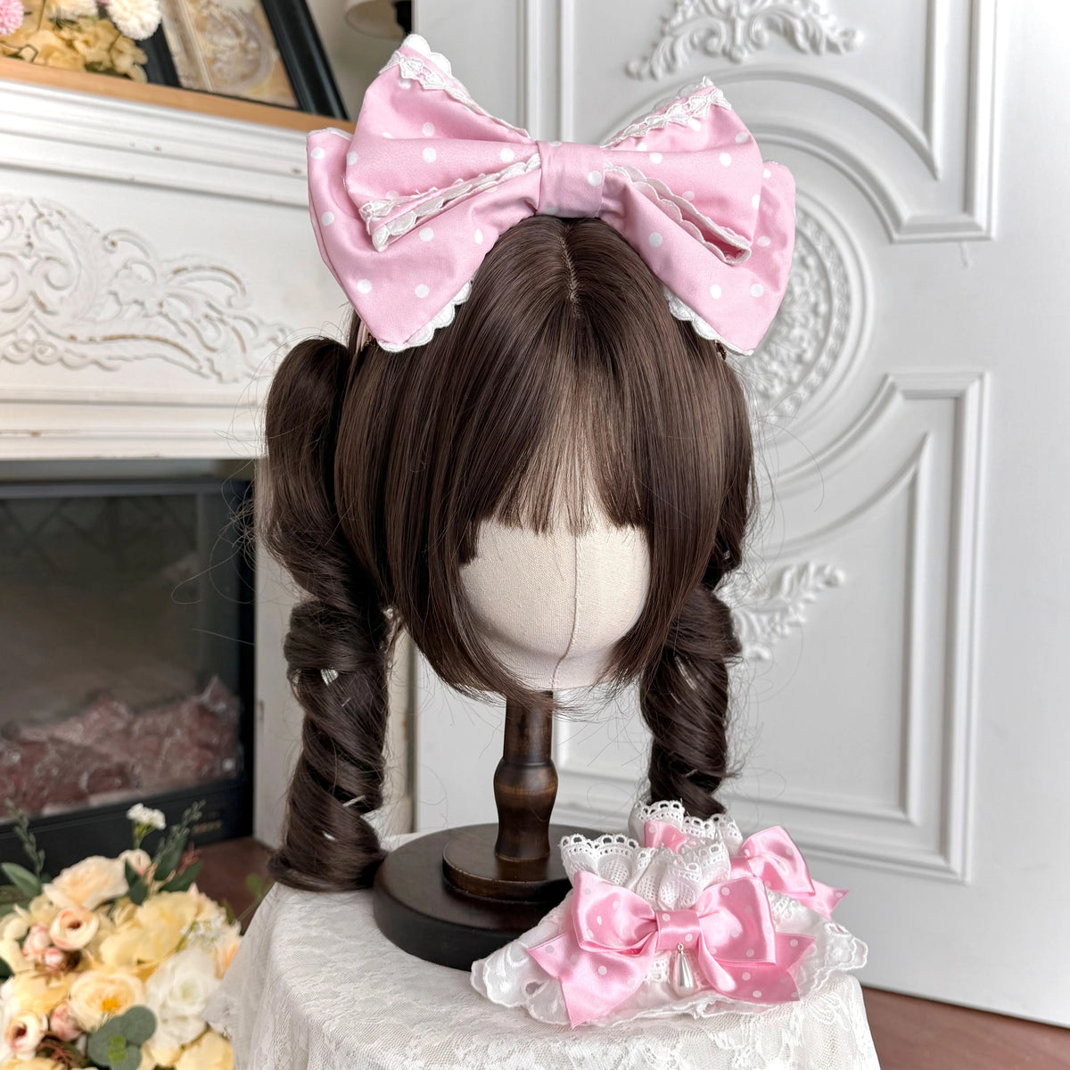 Perfume Kitty - Cotton Old School Lolita OP Dress, Perfume Print & Cat Patch 46037:873487