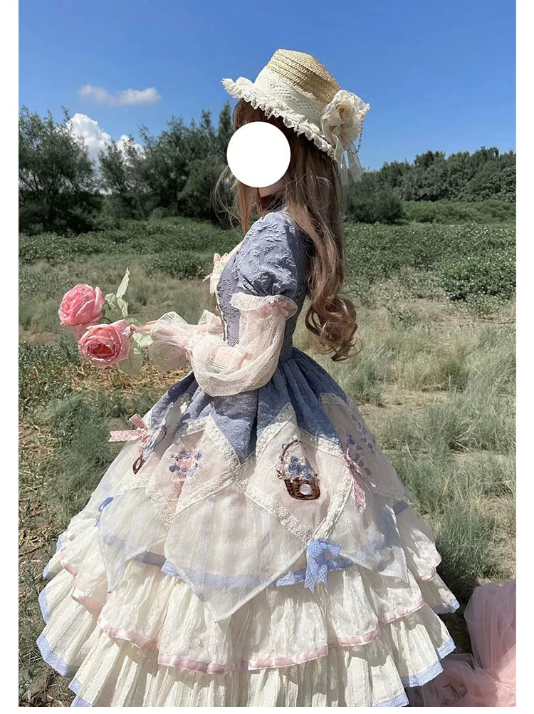 (BFM)Shuangsheng Dream Island~Country Lolita Dress OP Bouquet Embroidery   