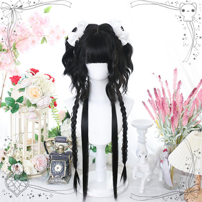 Dalao Home~Lodo~Natural Irregular Short Curly Wig natural blackwith hairnet  