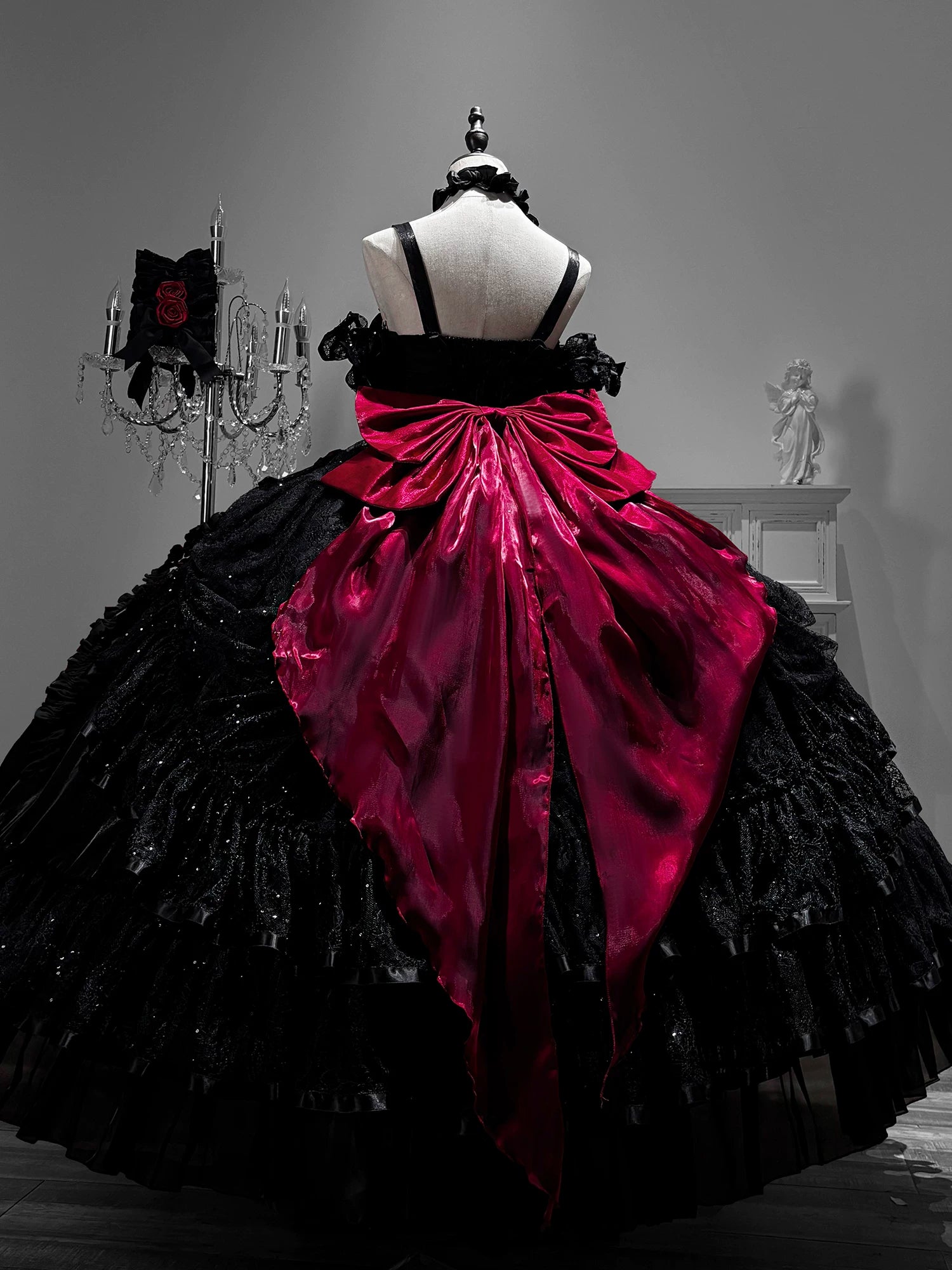 Silent Manor - Gothic Lolita Wedding Corset JSK Dress, Lift-Up Hem