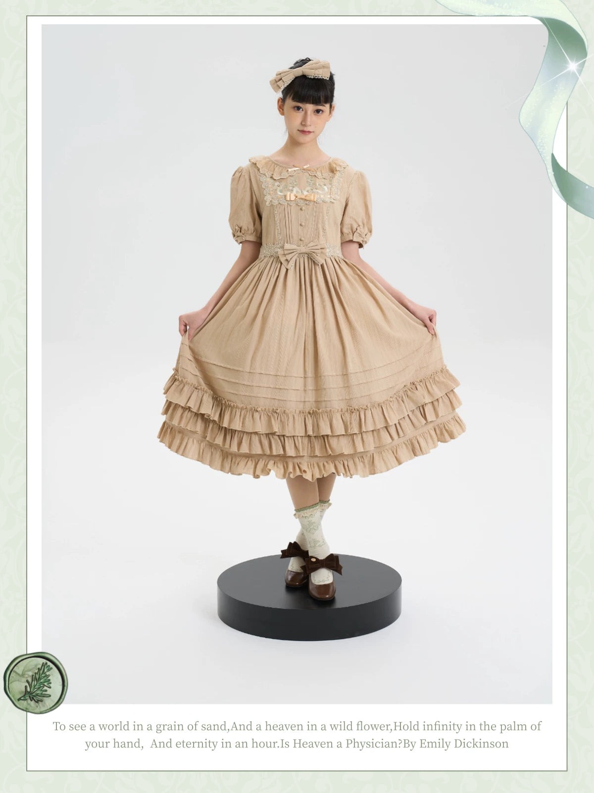 Maiden Nelly - Classic Lolita OP Dress, Embroidered Flowers