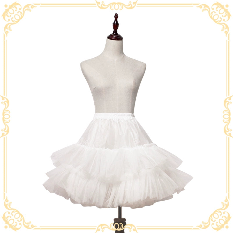 Magic Tea Party~White Lolita Petticoat Volience Petticoat with 3-Layer Free size White 