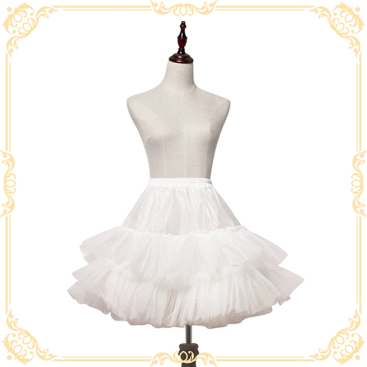 Magic Tea Party~White Lolita Petticoat Volience Petticoat with 3-Layer Free size White 