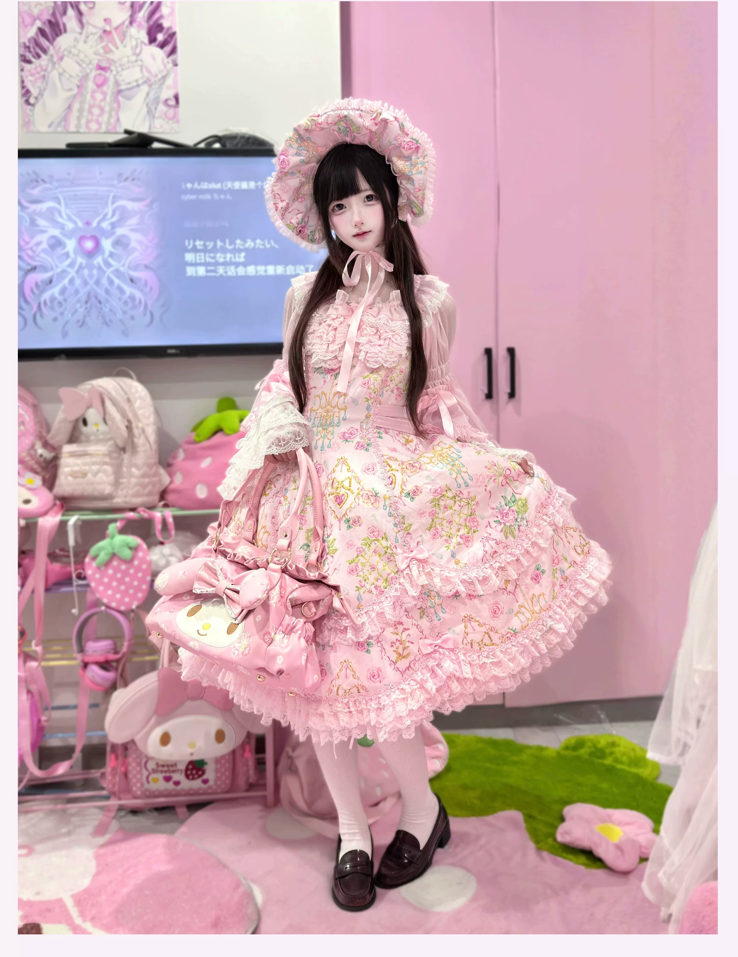 Spring 2025 - Old School Lolita Floral Print JSK Dress, Doll-Like OP 45247:842751