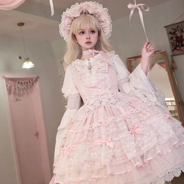 Flower Banquet~Wishing Star~Sweet Wedding Lolita JSK Bridal Lolita Dress