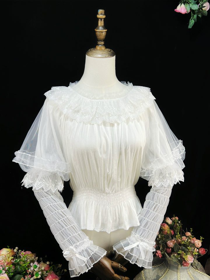 DMFS~Retro Lolita Shirt Cotton Spring Autumn Innerwear milky white Free size 