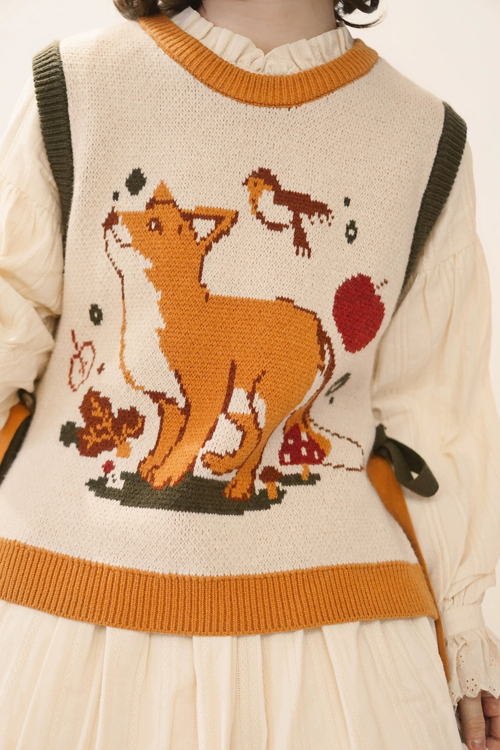 Miss Point~Fat Fox in the Forest~Kawaii Lolita Vest Customized Lolita Sweater   