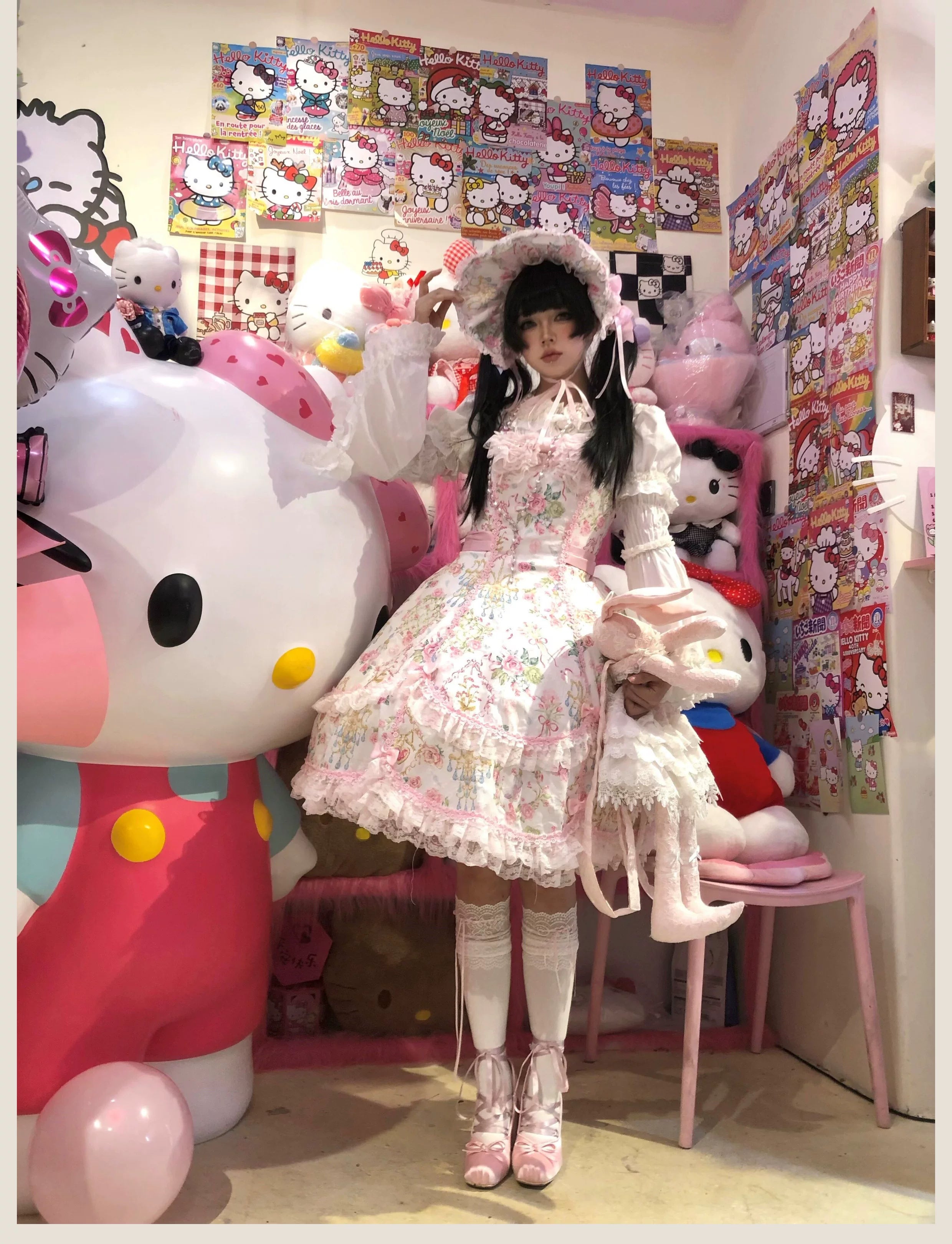 Spring 2025 - Floral Old School Lolita JSK Dress, Lace Trims 42950:847915